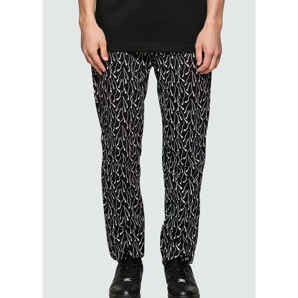 PLEASURES Dynasty Chino Sperm Print Pants Size 40” Nwot